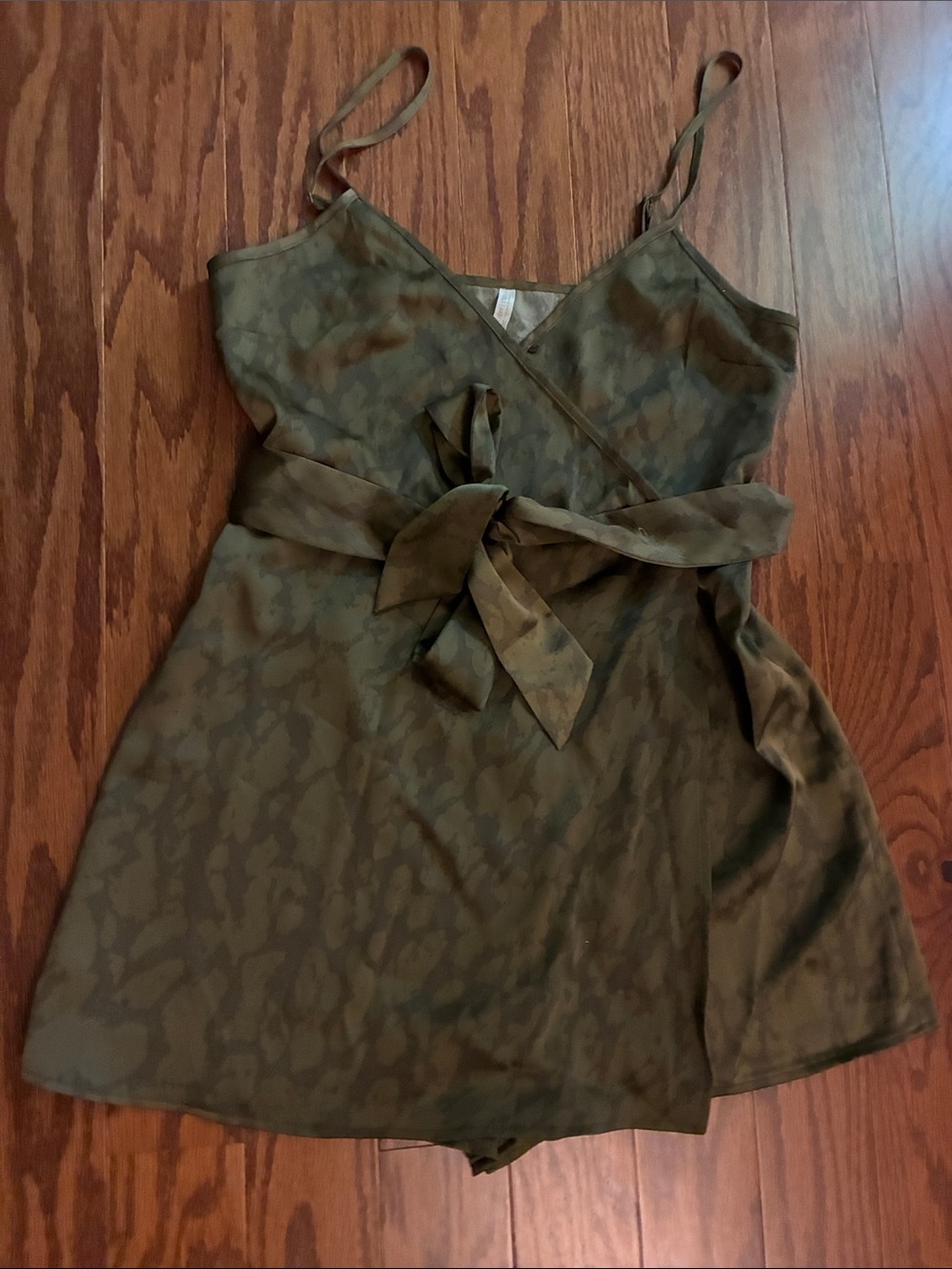 Urban Outfitters Olive Green Tie-Waist Mini Skort Dress
